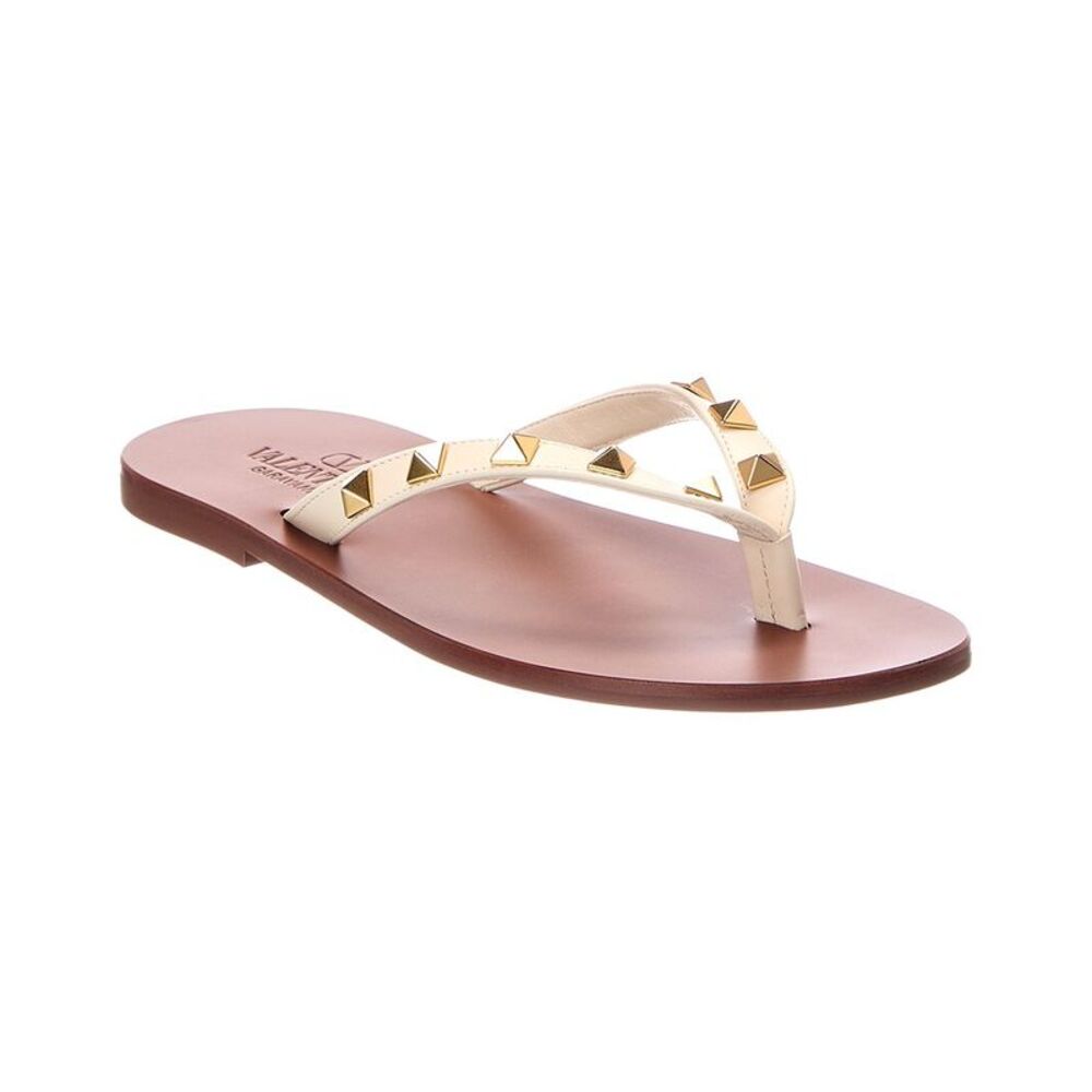 Valentino Rockstud Leather Sandal, White